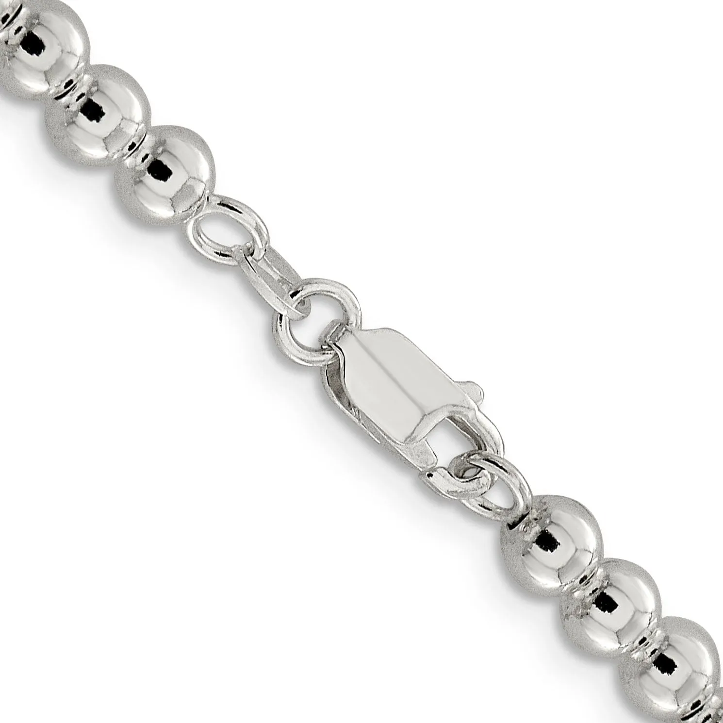 Sterling Silver Necklace Beaded Box Chain 5MM