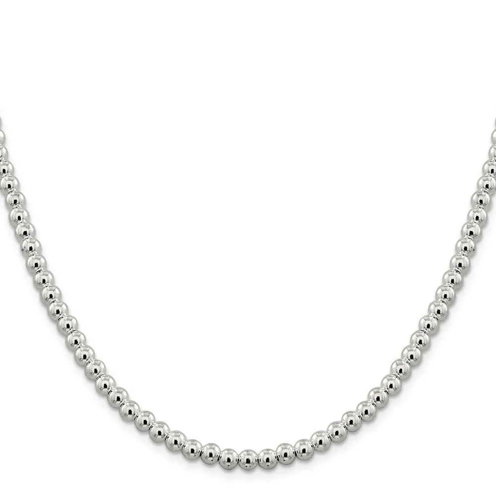 Sterling Silver Necklace Beaded Box Chain 5MM