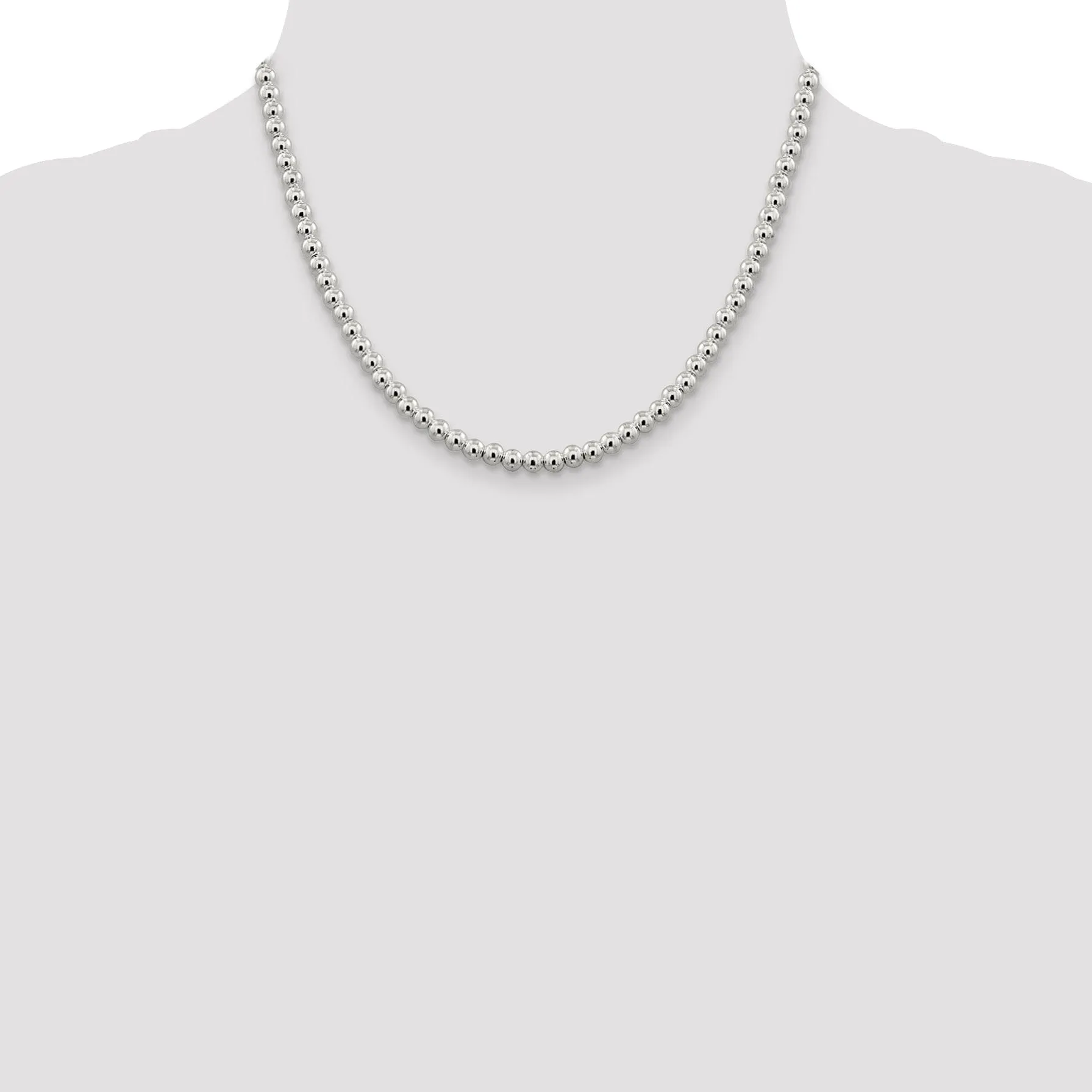 Sterling Silver Necklace Beaded Box Chain 5MM
