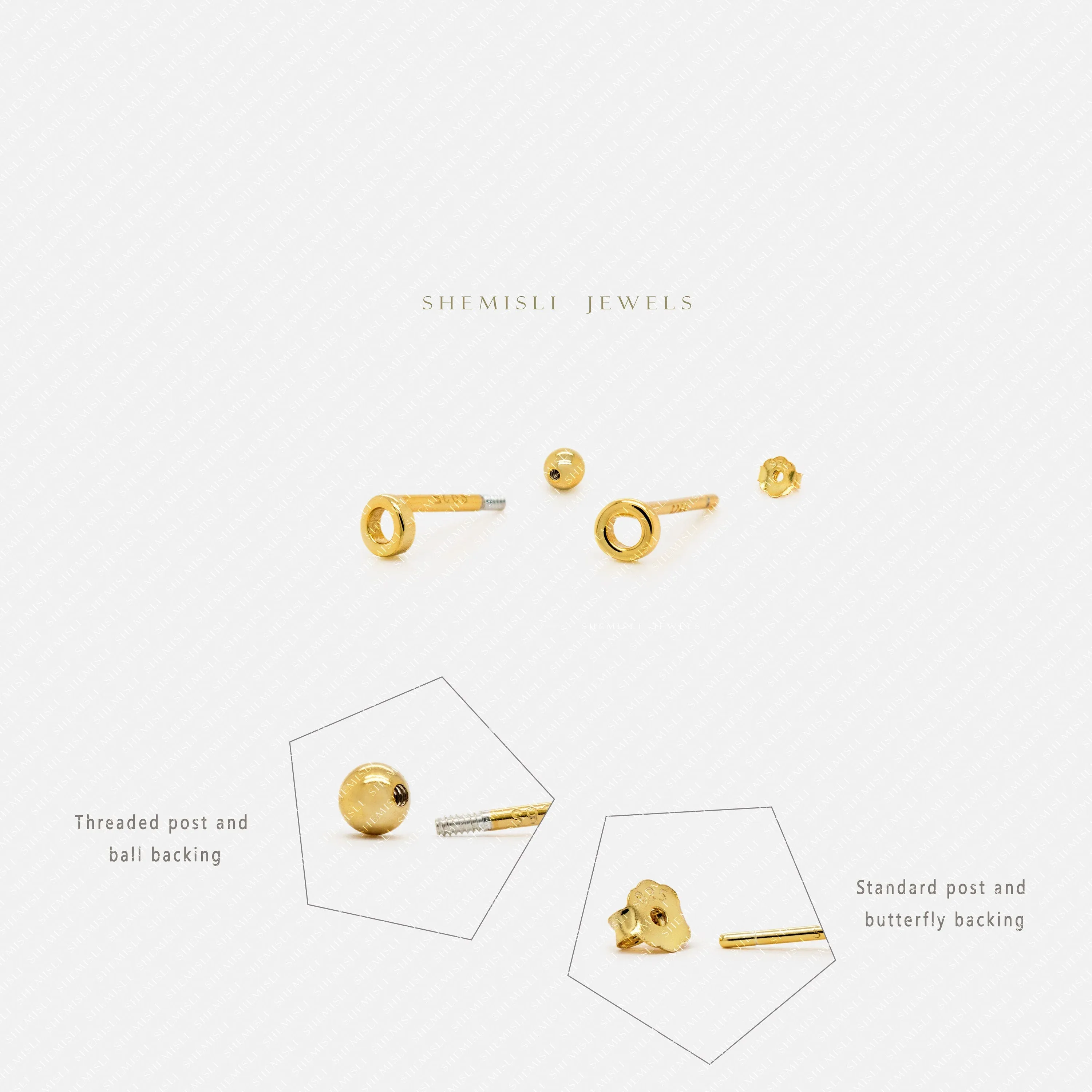 Super Tiny Open Circle, Unisex, Gold, Silver SHEMISLI SS331 Butterfly End, SS483 Screw Ball End (Type A)