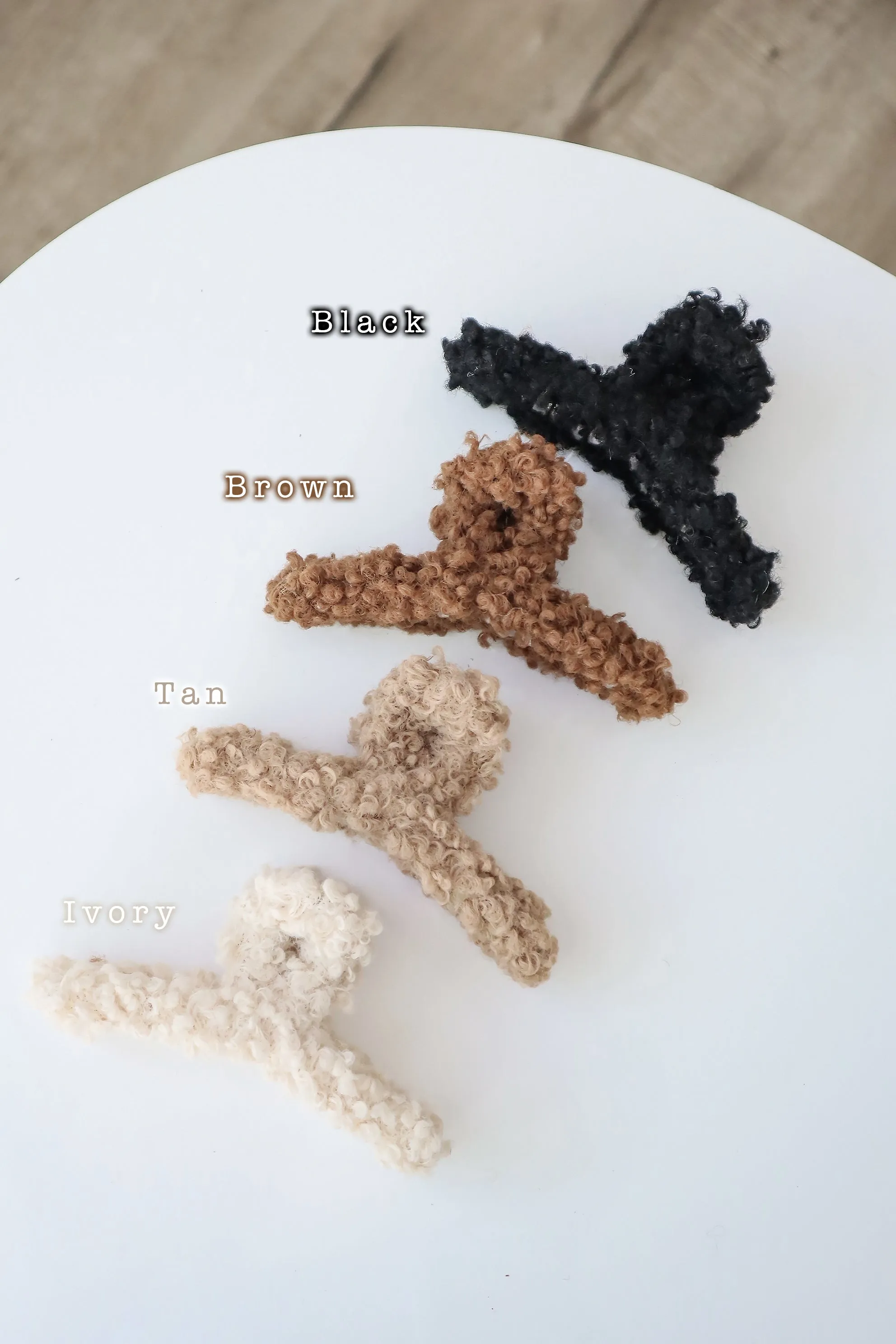 Teddy Bear Fleece S Curve Large Hair Claw Clip