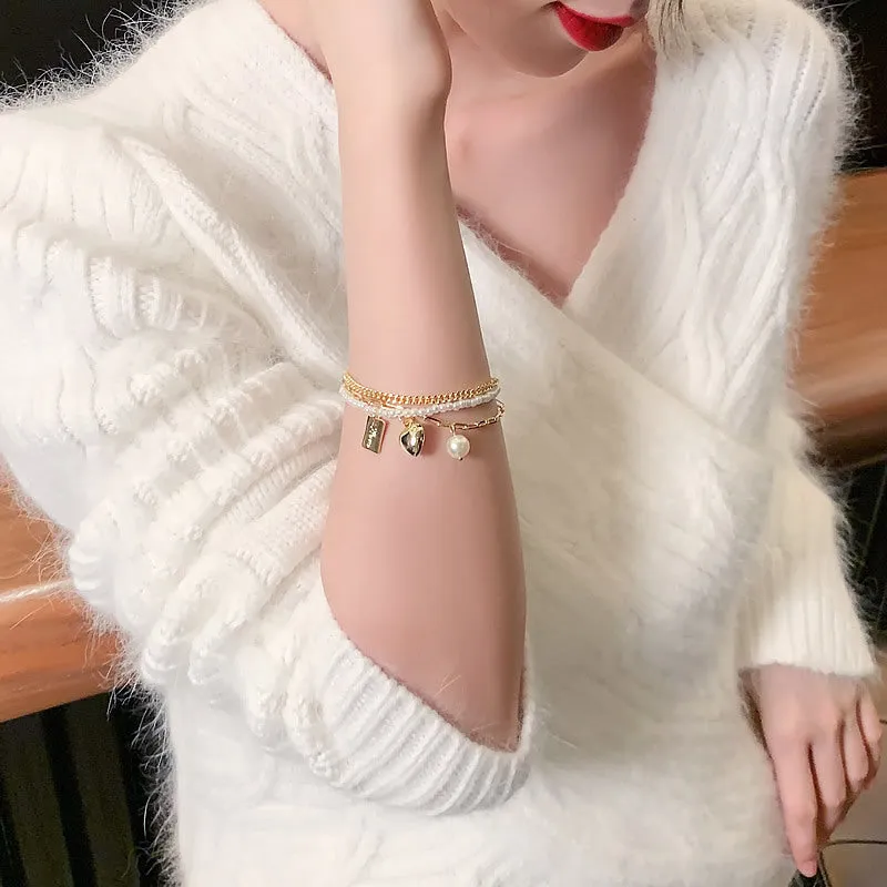 Temperament Love Brand Multilayer Bracelet Pearl Bracelet