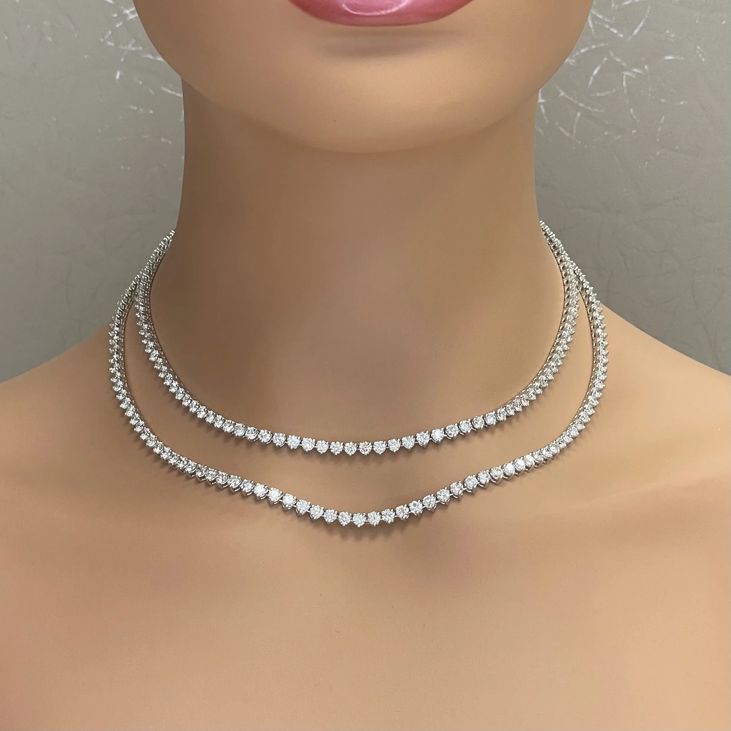 Tennis Opera Convertible Necklace (24.65 ct GH VVS-VS Diamonds) in 18K White Gold