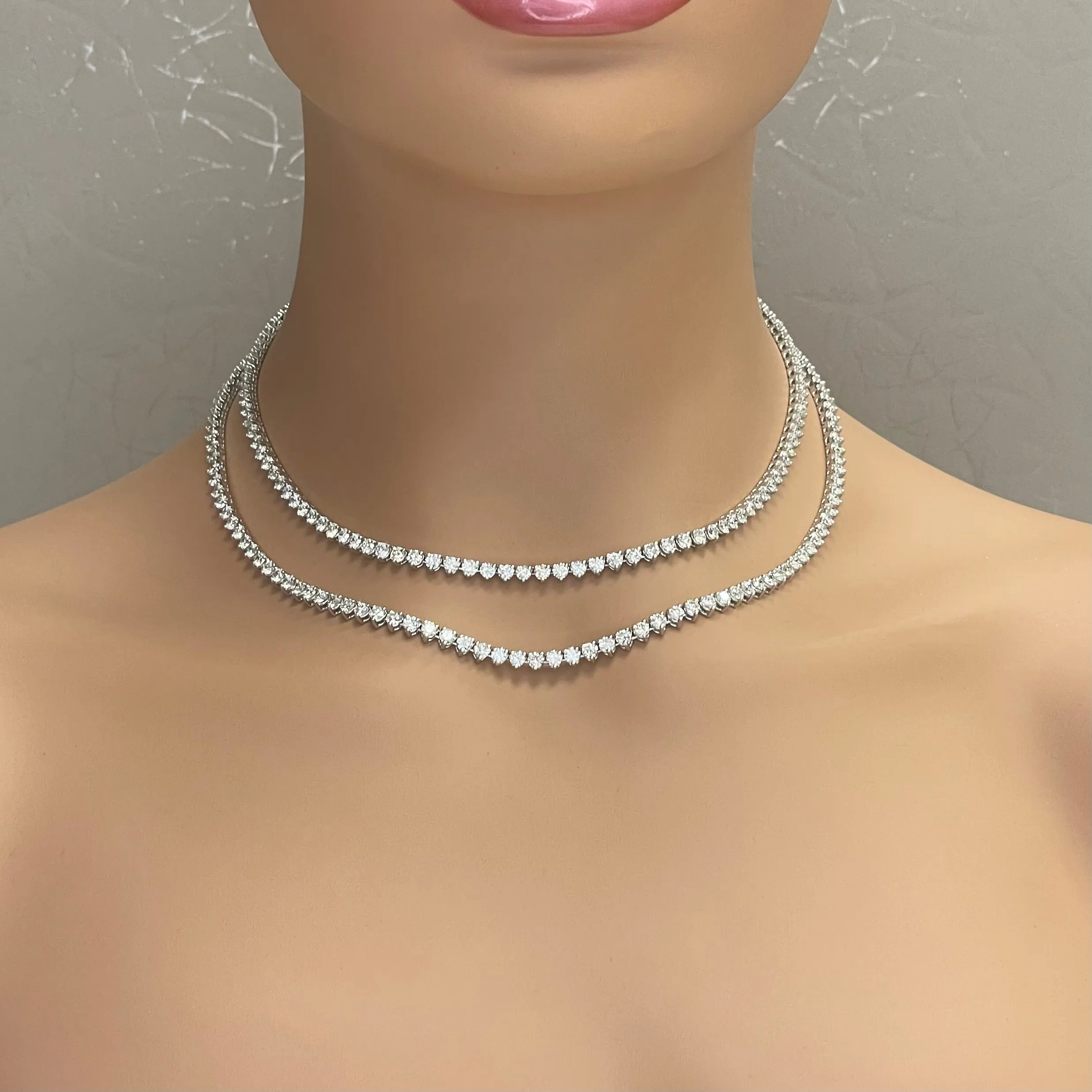 Tennis Opera Convertible Necklace (24.65 ct GH VVS-VS Diamonds) in 18K White Gold