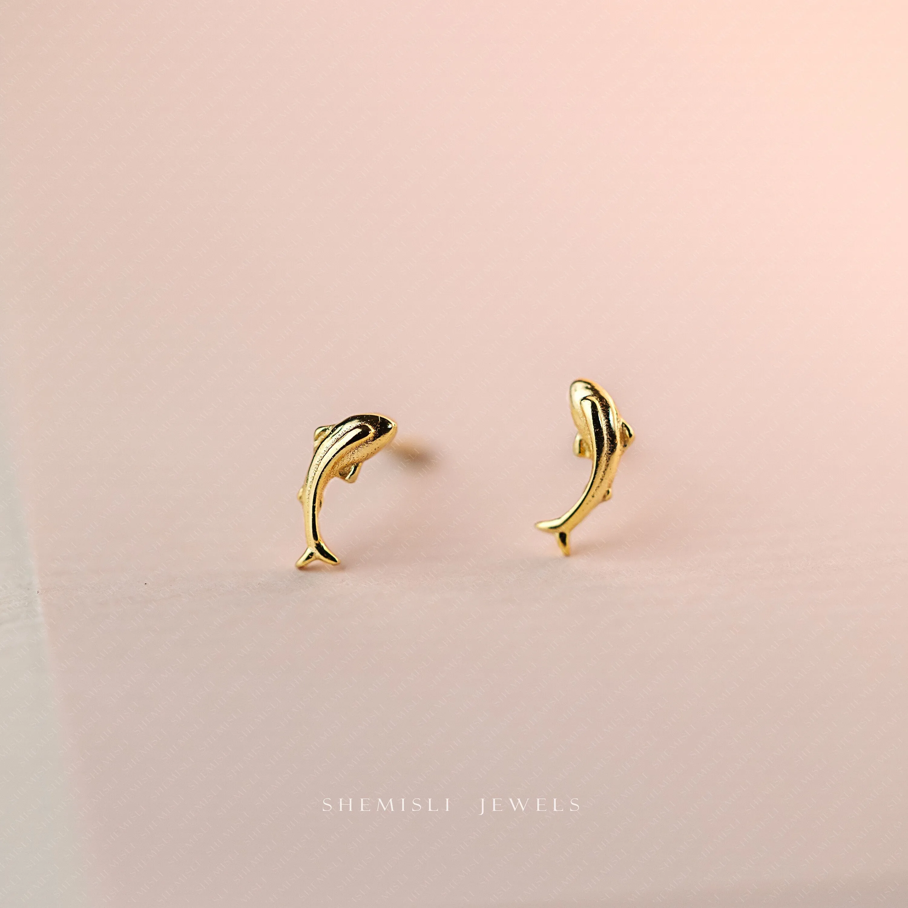 Tiny Koi Fish Studs Earrings, Unisex, Gold, Silver SHEMISLI SS823 Butterfly End, SS824 Screw Ball End (Type A) LR