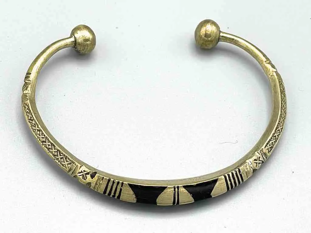 Tuareg Metal Double Inlay Etched Bracelet
