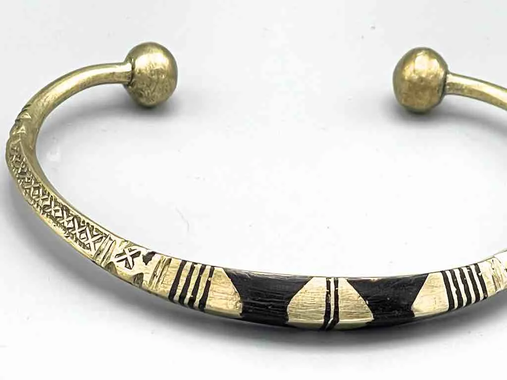 Tuareg Metal Double Inlay Etched Bracelet