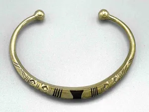 Tuareg Metal Single Inlay Etched Bracelet