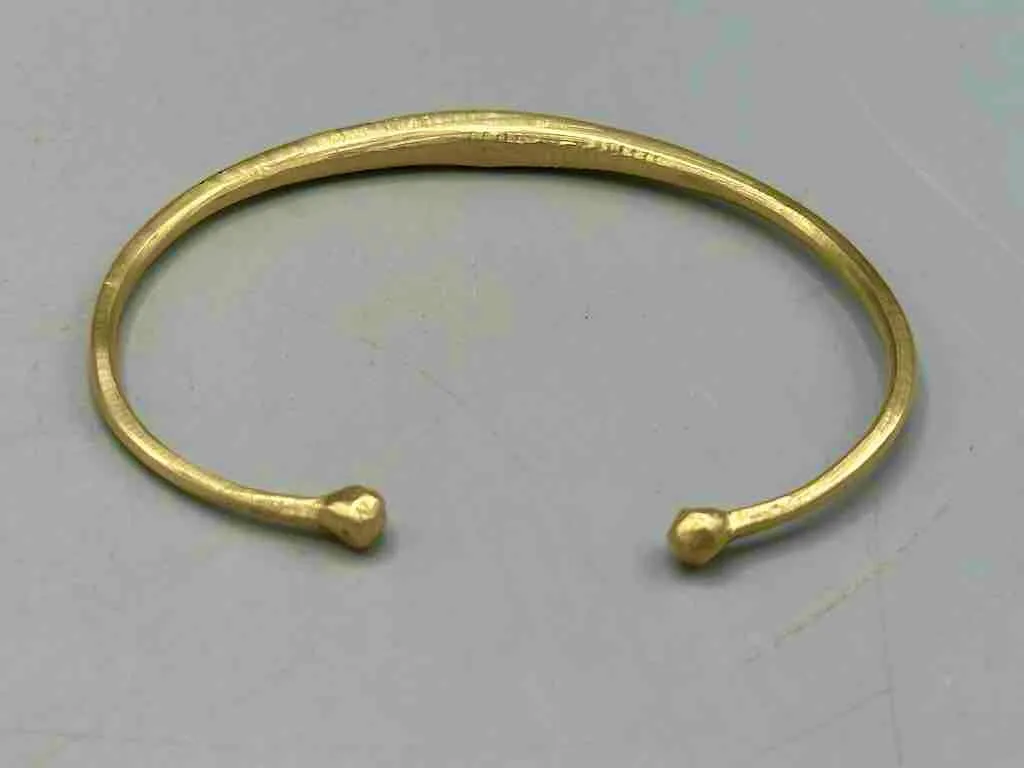 Tuareg Multiple Inlay Thin Brass Bracelet - Imperfect