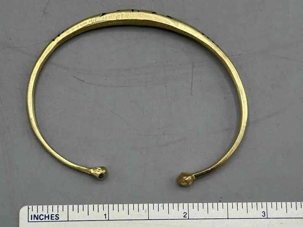 Tuareg Multiple Inlay Thin Brass Bracelet - Imperfect