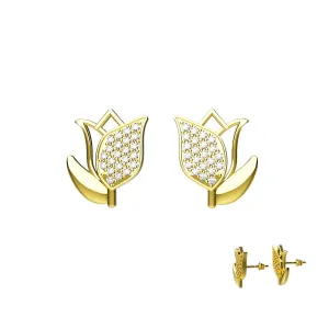 Tulip Flower Ear Studs Crystal Jewelry