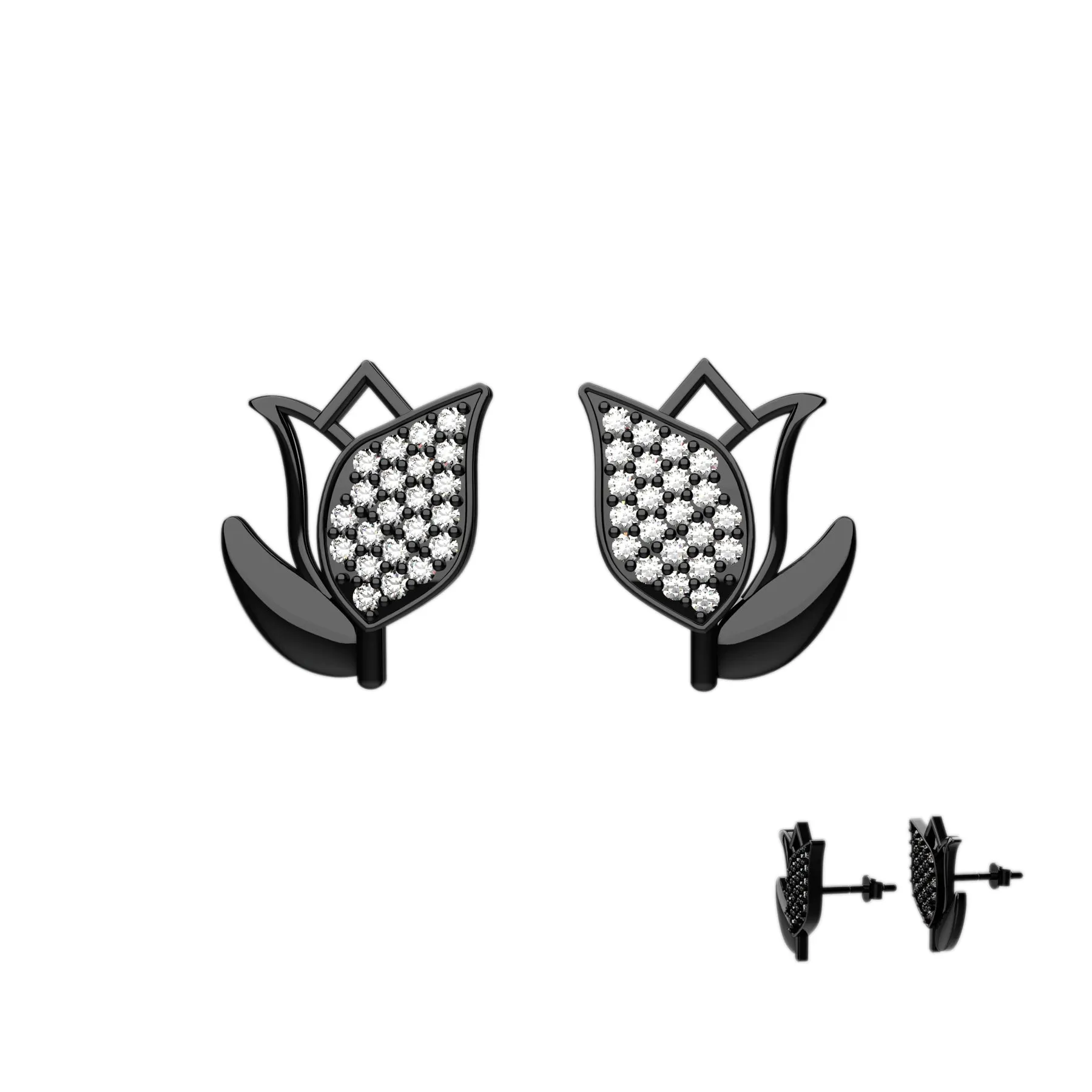 Tulip Flower Ear Studs Crystal Jewelry