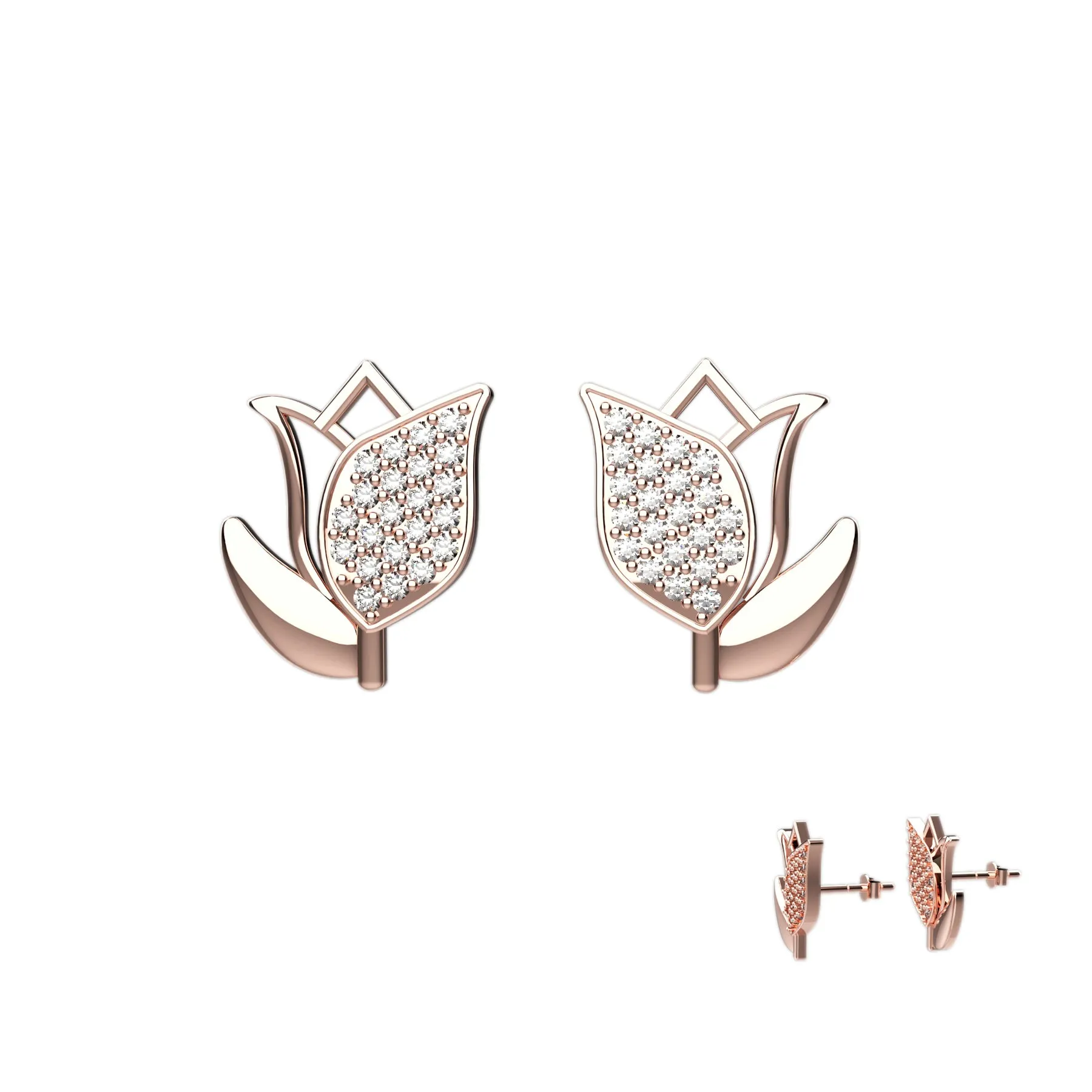Tulip Flower Ear Studs Crystal Jewelry