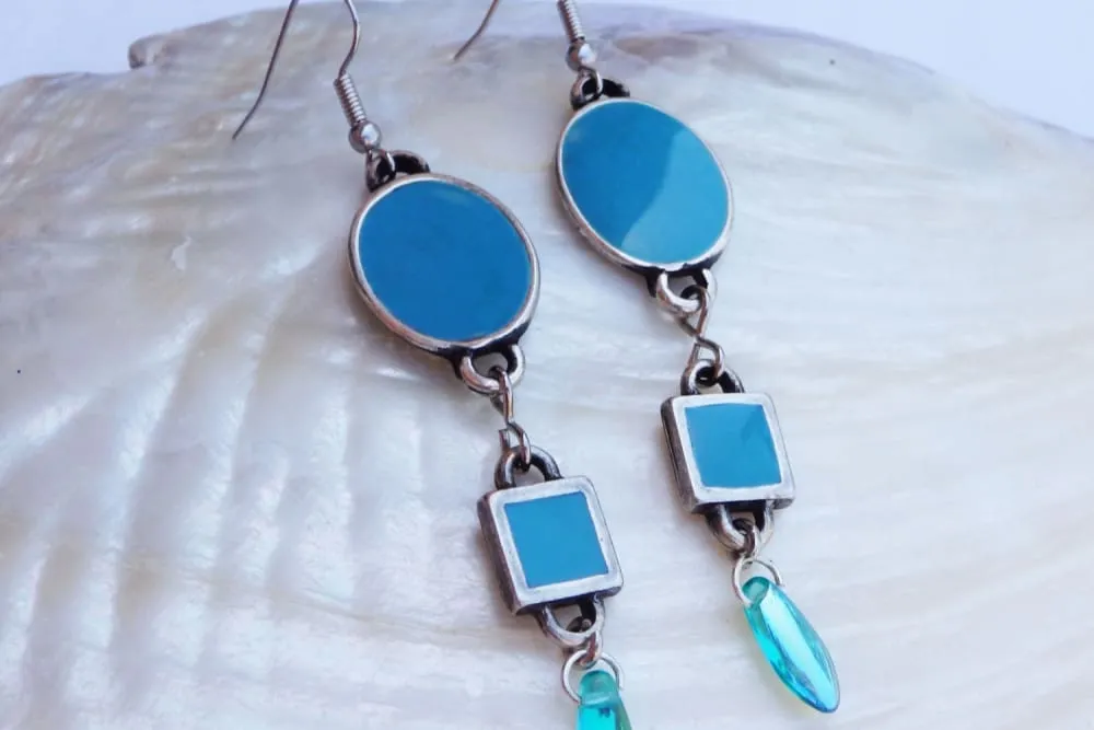Turquoise enamel earrings