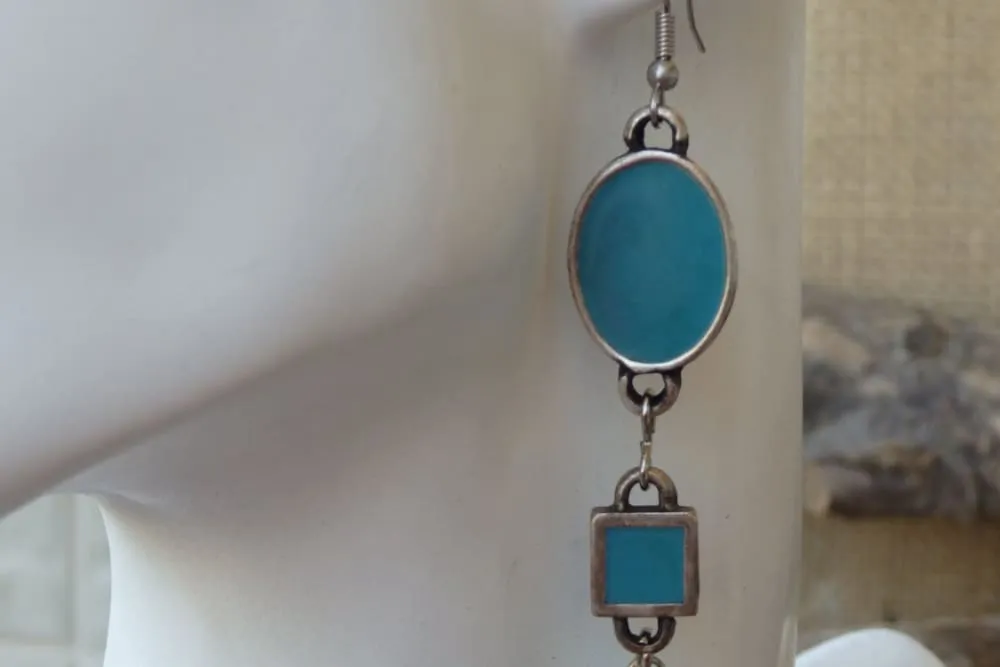 Turquoise enamel earrings