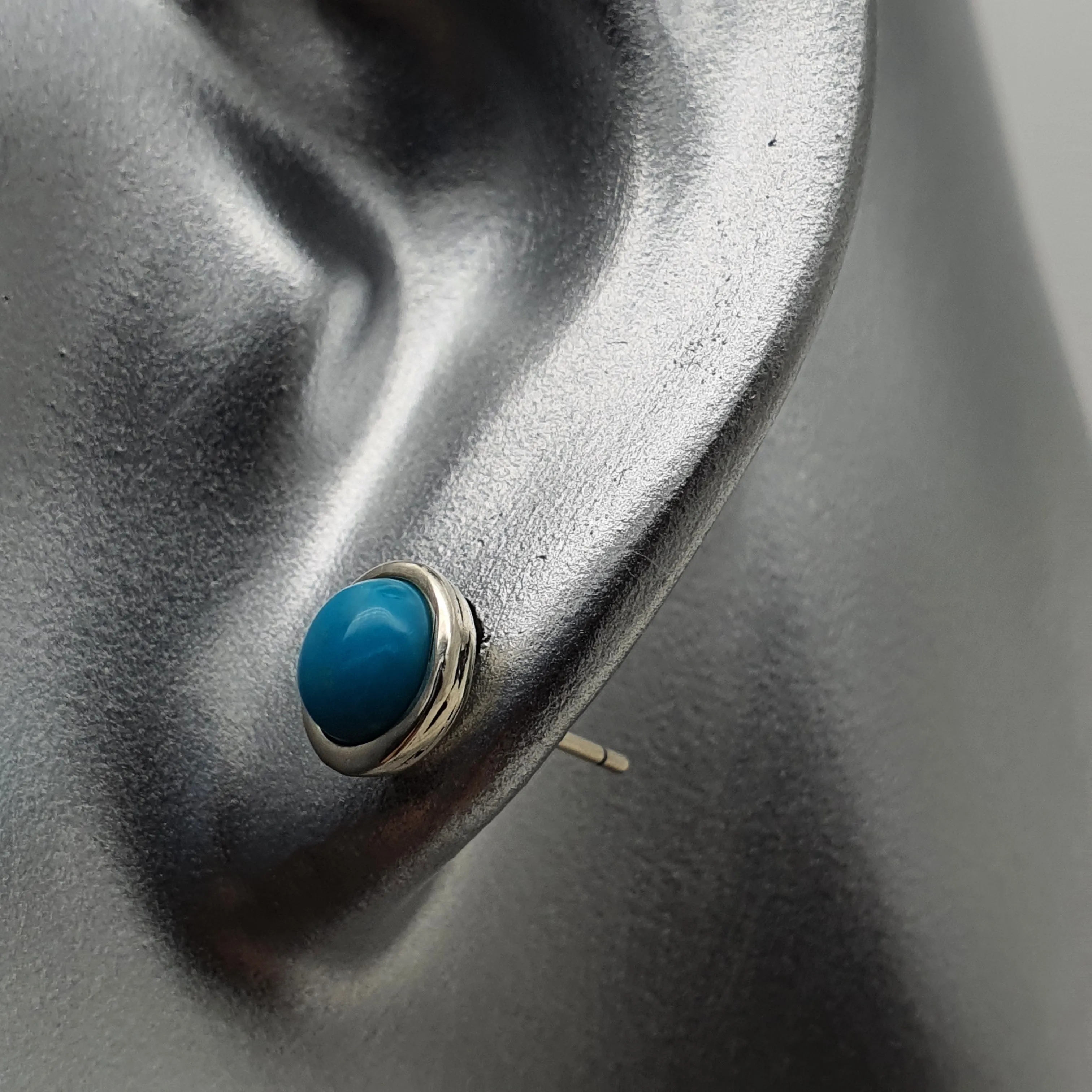 Turquoise Stud Earring, Sterling Silver