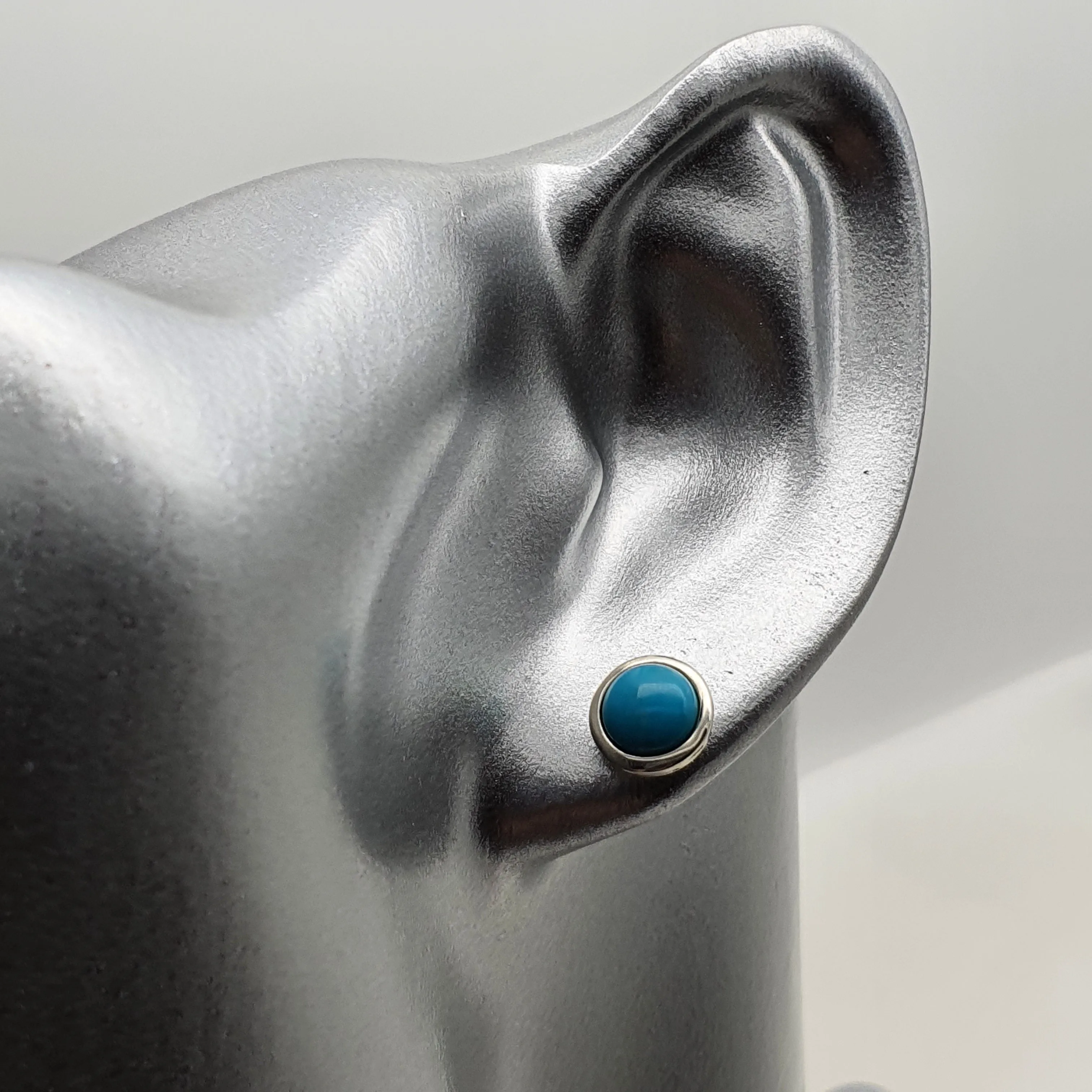 Turquoise Stud Earring, Sterling Silver
