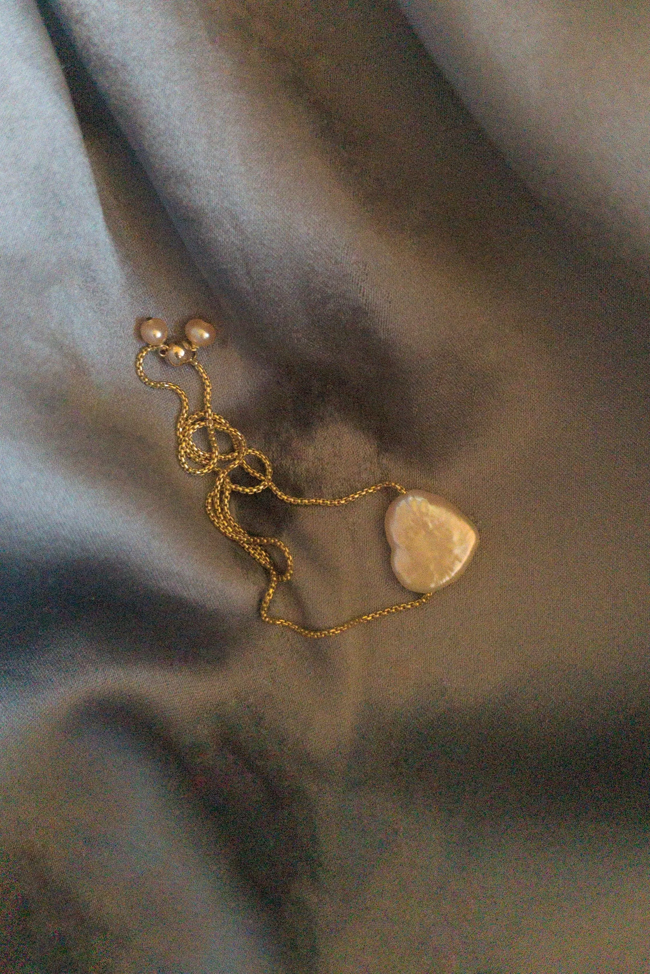 Twin Chain Bracelet with Heart Pearls