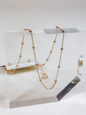 Water Resistant Gold Beaded 16"-18" Necklace